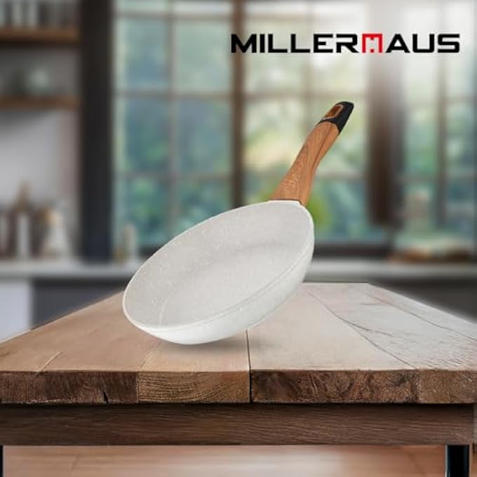 MILLERHAUS Natural Frypan 30Cm Forged Aluminium Marble Non Stick Coating Frying Pan Pfoa Free Dishwasher Safe Skillet Soft Touch Handle Cookware  Cream - Image 4