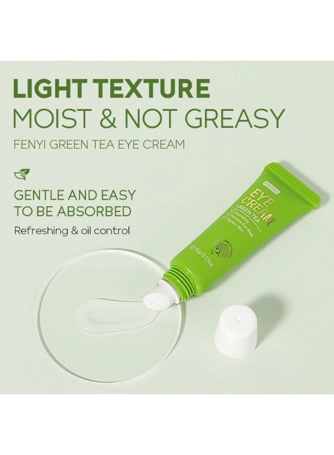 فيني كريم العين بالشاي الأخضر كريم العين المرطب كريم العين المهدئ للعناية ببشرة العين 15g/0.53oz ، شد الجلد يقلل التجاعيد يشد البشرة ترطيب طويل الأمد - Image 5