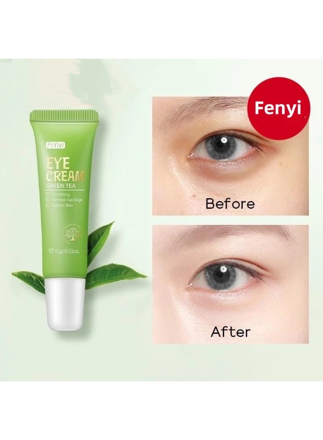 فيني كريم العين بالشاي الأخضر كريم العين المرطب كريم العين المهدئ للعناية ببشرة العين 15g/0.53oz ، شد الجلد يقلل التجاعيد يشد البشرة ترطيب طويل الأمد - Image 1