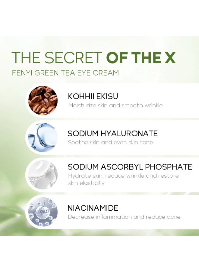 فيني كريم العين بالشاي الأخضر كريم العين المرطب كريم العين المهدئ للعناية ببشرة العين 15g/0.53oz ، شد الجلد يقلل التجاعيد يشد البشرة ترطيب طويل الأمد - Image 4