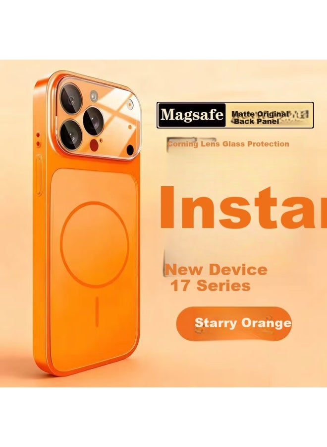Holdzu Compatible With Iphone 14 Pro Case, Shockproof Full-cover Magnetic Glass Lens Protection, Minimalist Fashion Uni - Starry Orange
