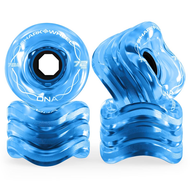 Shark Wheel 72mm 78a Longboard Cruising Wheels, DNA Formula, Set of 4 Wheels (Sapphire., 72mm) - Image 1