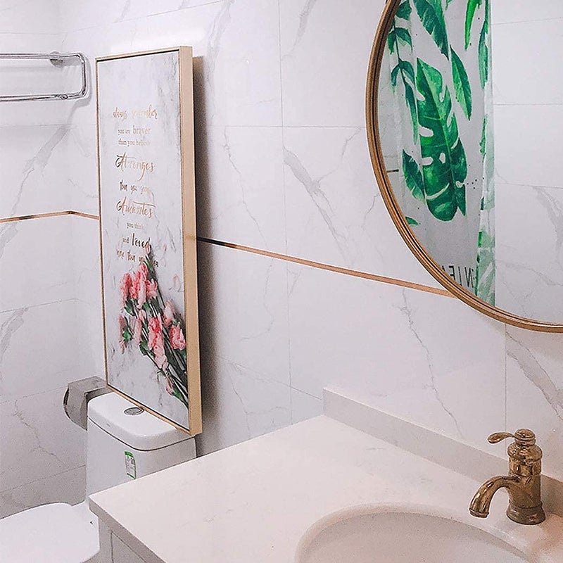 Skin Poster Skin Poster 50 Meters Waterproof Gap Sealing Golden Decoration Tape For Home Floor Tiles Wall Decor Waterproof Tiles 15CM Wide Gold - Image 4