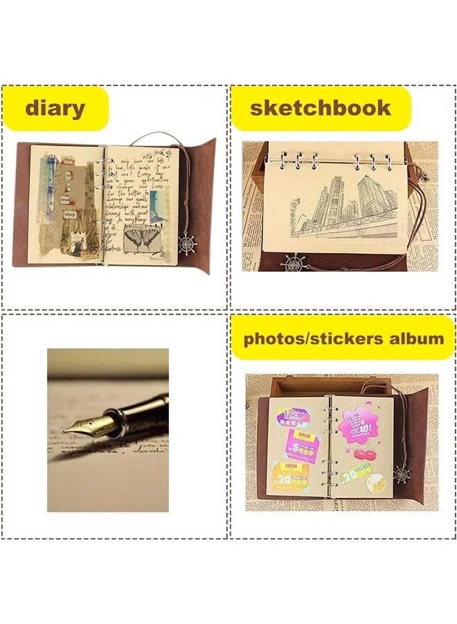 مفكرة جلدية للكتابة، مقاس A7، بتصميم بحري عتيق، حلزوني، فارغة، دفتر يوميات، دفتر رسم، مناسب للسفر والكتابة، ورق غير مسطر، مزين بنقوش كلاسيكية، لون بني فاتح - Image 5