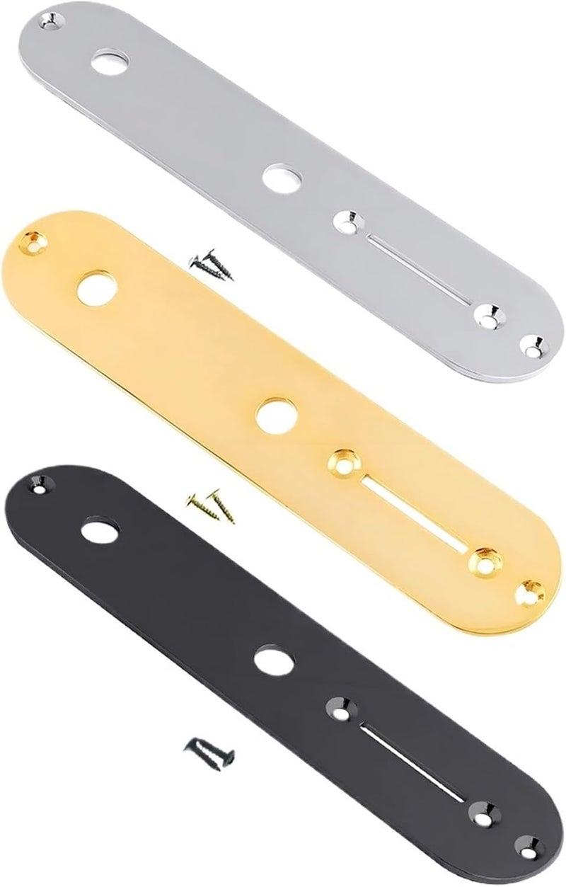 Guitar Control Plate 3PCS Guitar Parts Metal Electric Guitar Control Plate with Screws for Telecaster Guitar for Telecaster(Silver) - Image 1