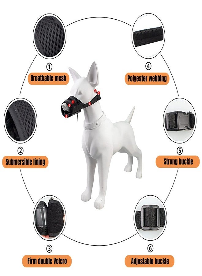 Lxnoap Black Quick Muzzle for Small Dogs Mouth Cover Adjustable Drinkable Comfortable Breathable for Biting Barking Chewing Size L - Image 2
