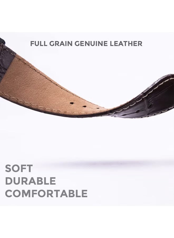 Premium PU Leather Strap for Apple Watch | Compatible with Series 10/9/8/7/6/SE & Ultra 2 | Crocodile Embossed Faux Leather Band | Available for 42/44/45/49mm & 38/40/41mm - Classic Brown - Image 4