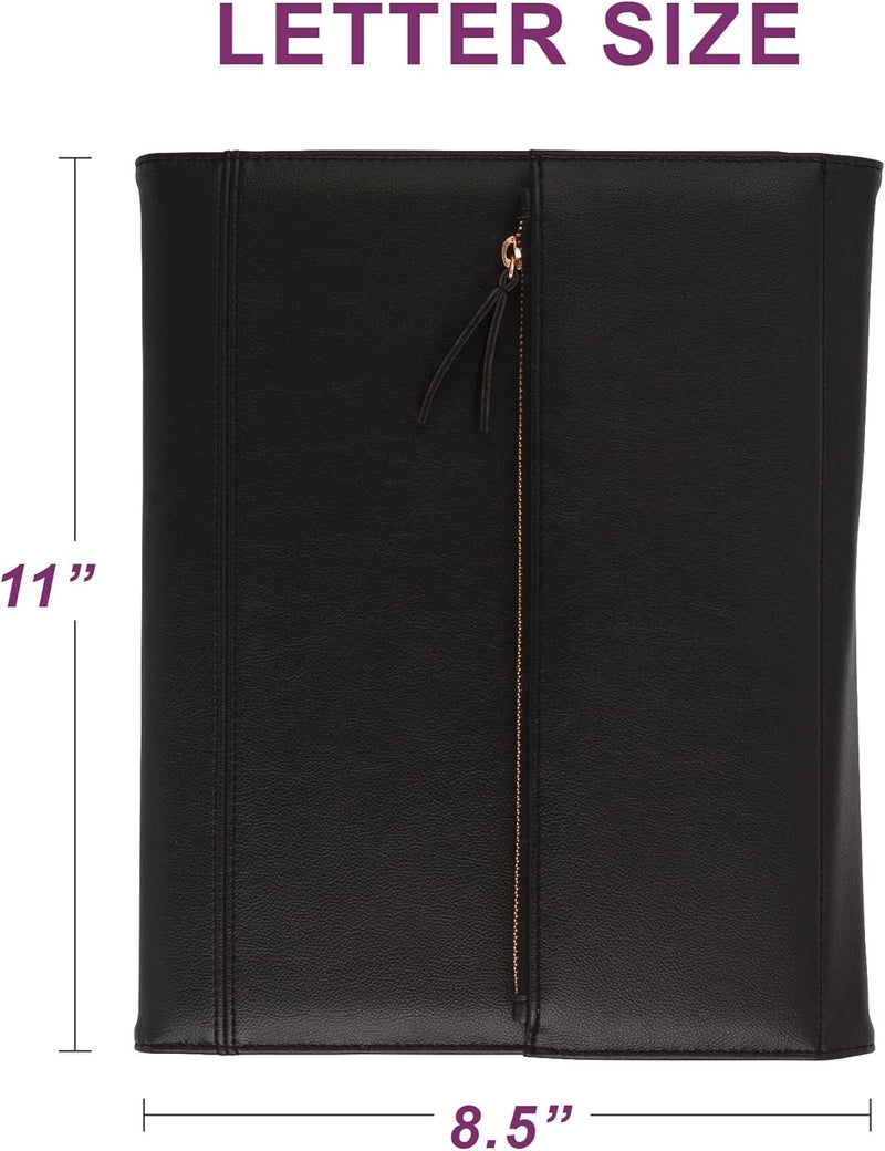 Samsill Samsill Professional FauxLeather Padfolio for Women with Magnetic Flap Closure Pen Loop and SideLoading Notepad Black - Image 3