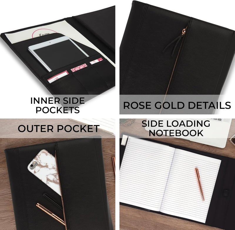 Samsill Samsill Professional FauxLeather Padfolio for Women with Magnetic Flap Closure Pen Loop and SideLoading Notepad Black - Image 5