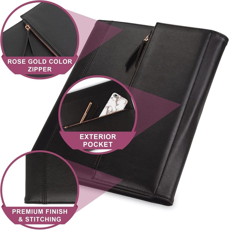 Samsill Samsill Professional FauxLeather Padfolio for Women with Magnetic Flap Closure Pen Loop and SideLoading Notepad Black - Image 4