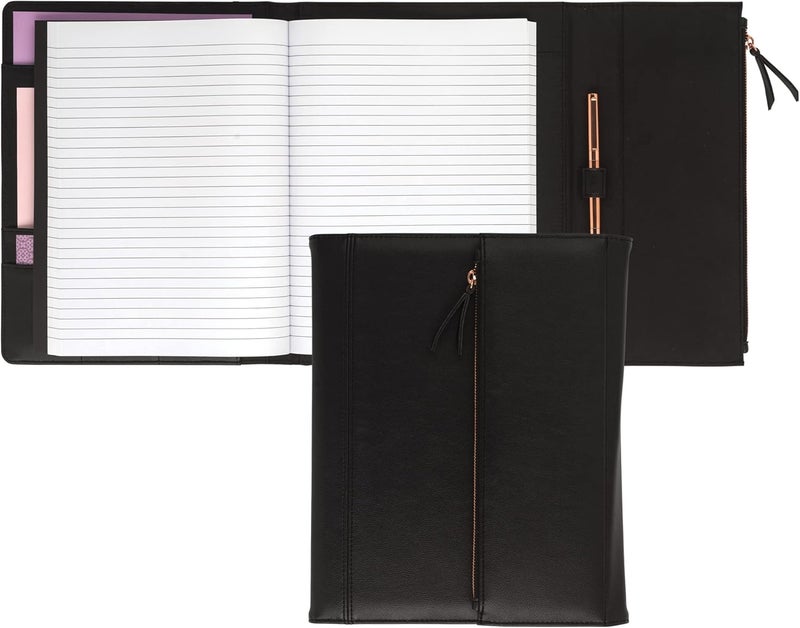 Samsill Samsill Professional FauxLeather Padfolio for Women with Magnetic Flap Closure Pen Loop and SideLoading Notepad Black - Image 1
