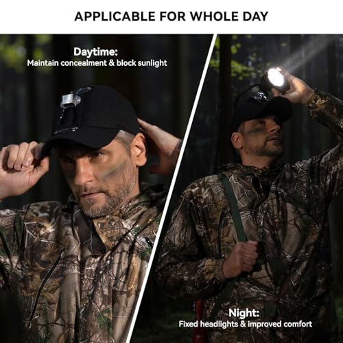 GearOZ Hunting Hat with Bracket, Hunter Cap for Headlamp Hunting Light for Coon Coyote Hog Turkey Duck Hunting, Black - Image 2