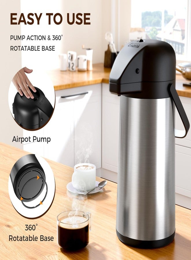 Gezoss Coffee Carafe for Keeping Hot - Gezoss 102OZ / 3L Airpot Coffee Dispenser with Pump - Large Coffee Carafe for Hot Drinks Tea Liquid - Insulated Stainless Steel Hot Water Beverage Urn for Parties - Image 3