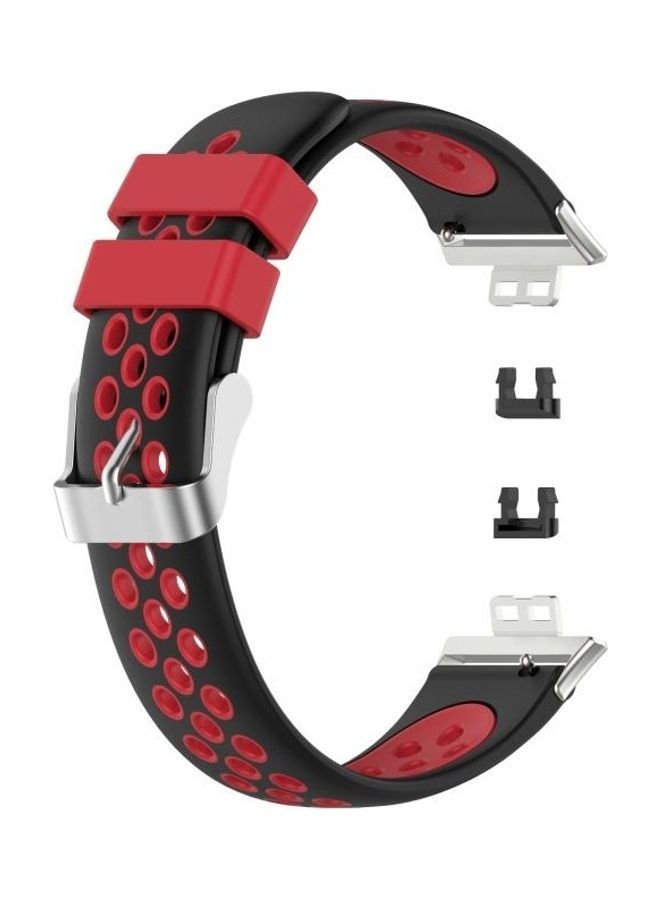 NIBEMINENT Replacement Strap for Huawei Watch Fit 18mm Black/Red  - Image 1