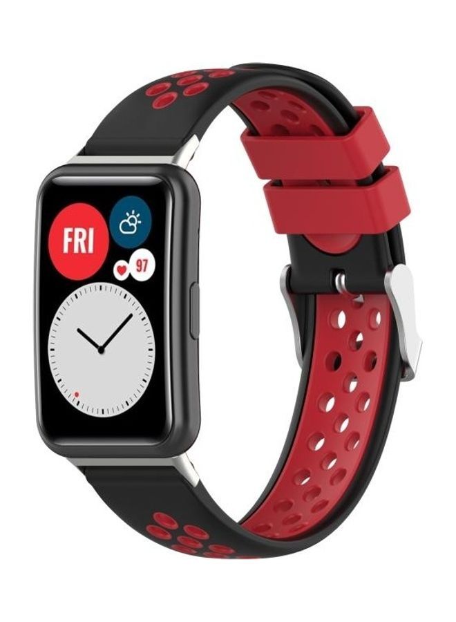 NIBEMINENT Replacement Strap for Huawei Watch Fit 18mm Black/Red  - Image 4