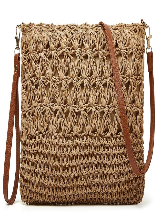 EMGILL Straw Beach Bags For Women Rattan Purses Summer Straw Handwoven Bag Raffia Handbag Shoulder Bag Cross-body Square Bag - Image 4