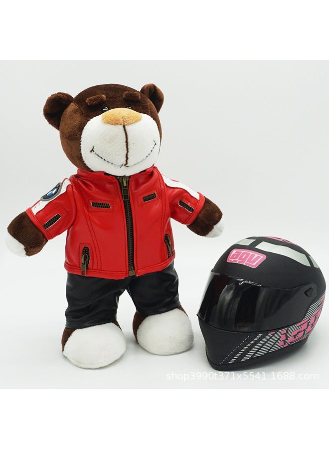 Motorcycle Tail Box Doll Toy Bear Bmw Rally Bear Agvshoei Helmet Model Toy Motorcycle Rear Box Doll Bmw Rally Agvshoei Helmet-Color:Red Leather Jacket + Agv Myth  - Image 1