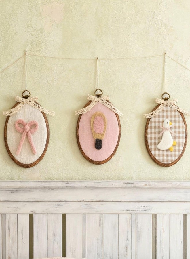 Soulchen 3 Pcs 5 x 6 Inch Felted Nursery Wall Decor with Goose Bow Hot Air Balloon Cute Animal Wall Art Decorative Artwork for Nursery Bathroom Living Room Baby Room Bedroom Farmhouse Decoration - Image 5
