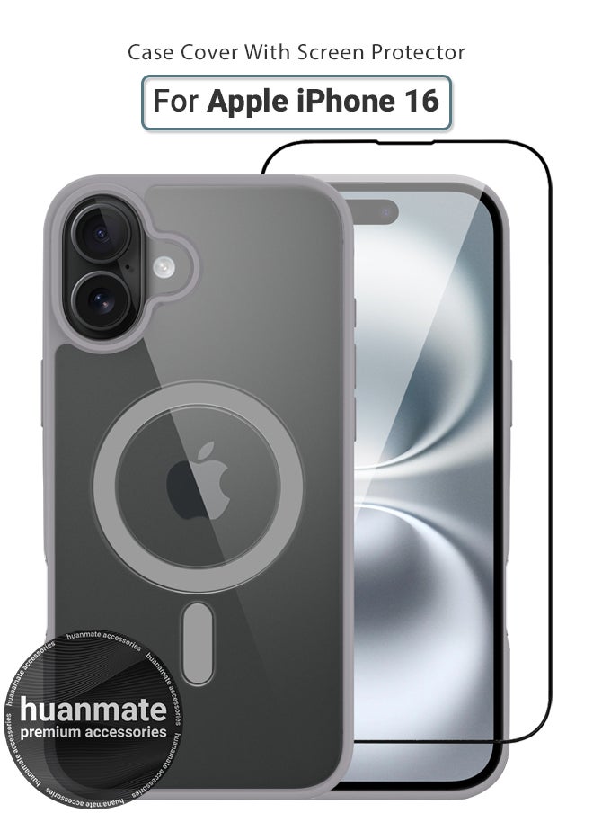 huanmate - 2 in 1 Apple iPhone 16 Magsafe Protection Pack - Ultra Clear Shockproof Case & Edge-to-Edge Screen Protector, 360 Degree Protection, Back Cover & Screen Protector for Apple iPhone 16 - Image 1