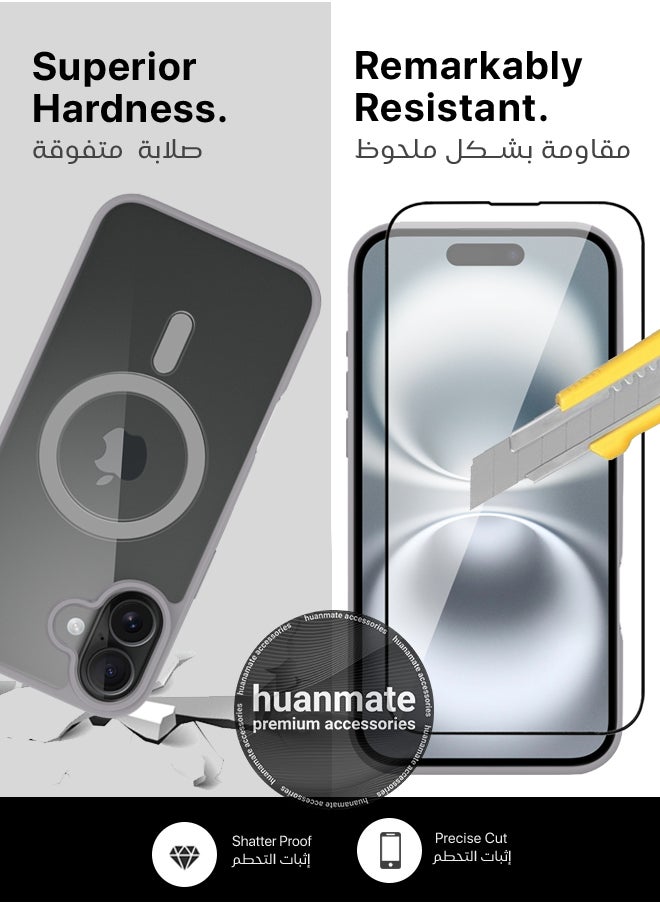 huanmate - 2 in 1 Apple iPhone 16 Magsafe Protection Pack - Ultra Clear Shockproof Case & Edge-to-Edge Screen Protector, 360 Degree Protection, Back Cover & Screen Protector for Apple iPhone 16 - Image 1