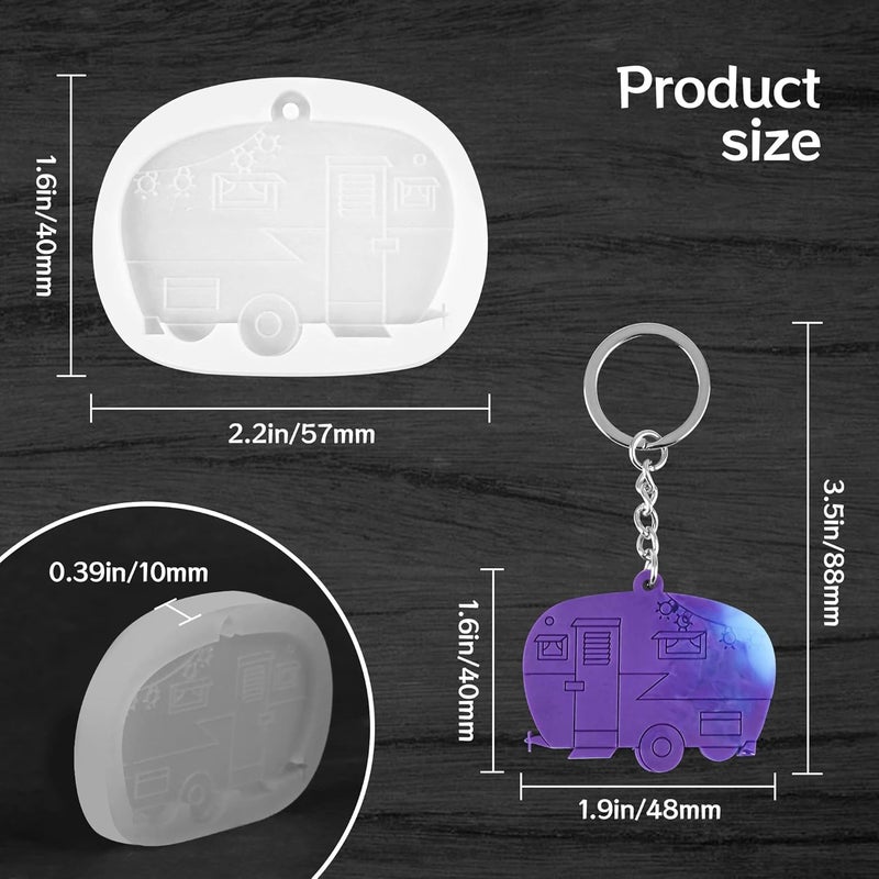 dooda Camper Resin Molds Silicone,RV Keyring Silicone Molds for Resin, Couples Camping Gifts for Men Women, Coating Epoxy for Camper Travel Trailers Accessories, Keychain Ring not Included - Image 3