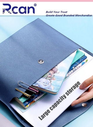 Pu Leather A4 File Bag Multi Functional Portable Large Capacity Waterproof Information Bag Envelope Type Magnetic Suction Snap File Storage Folder Business Bag Suitable for School Office Home - view 4