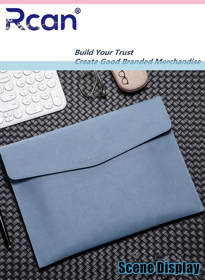 Rcan Pu Leather A4 File Bag Multi Functional Portable Large Capacity Waterproof Information Bag Envelope Type Magnetic Suction Snap File Storage Folder Business Bag Suitable for School Office Home - Image 3