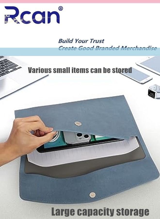 Rcan Pu Leather A4 File Bag Multi Functional Portable Large Capacity Waterproof Information Bag Envelope Type Magnetic Suction Snap File Storage Folder Business Bag Suitable for School Office Home - Image 5