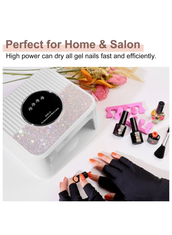 YelaJoy UV LED Nail Lamp Kit for Gel Polish Professional Fast Curing White Dryer Light Set with Protection Gloves Nail Art Cure Machine for Manicure Pedicure at Home and Salon - Image 4