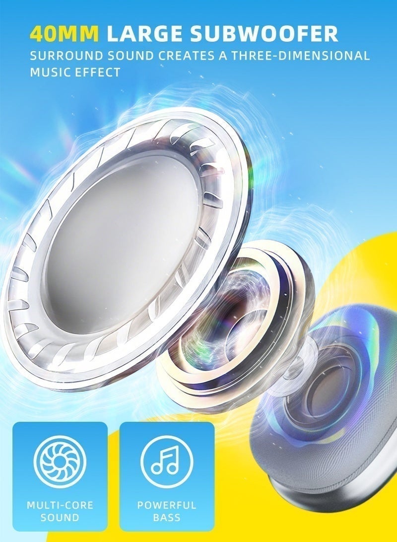 DUNELIFE Bluetooth 5.3 Wireless Headset Over-Ear Headphone,With 3.5mm Wired Connection,4 Mic,Call Noise Reduction,Adjustable headband, Hifi Bass,Wearing Detection Earphone With Protective Leather Case Silver - Image 3