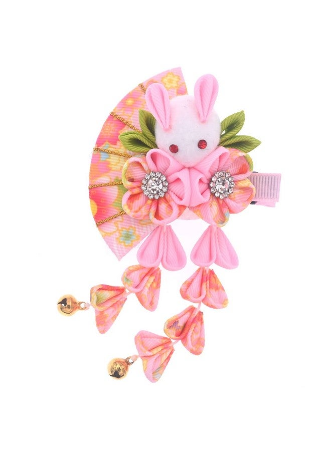 MIAO WU Japanese Hair Clips Kimono Flower Hairpin Women Girls Kimono Hanfu Rabbit Hair Accessories Kanzashi Flower Hair Tie Band Clip Gift (Pink) - Image 4