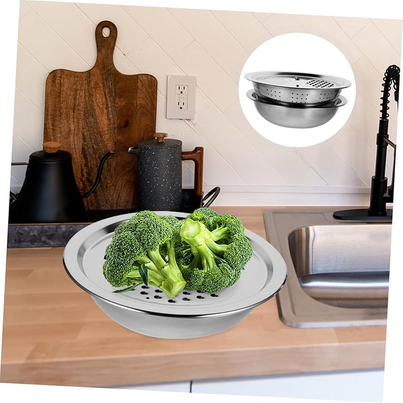 Multifunctional Stainless Steel Grater Set with Colander Basin for Vegetable Slicing and Food Prep - Image 5