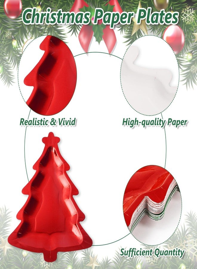 وولاين مجموعة أطباق ورقية من رقائق معدنية بتصميم شجرة عيد الميلاد من والين، 30 قطعة، باللون الأحمر والذهبي والأخضر، للاستخدام مرة واحدة، مثالية لحفلات الشتاء وتزيين الطاولات، مقاس 8.1 × 10.6 بوصة - Image 3