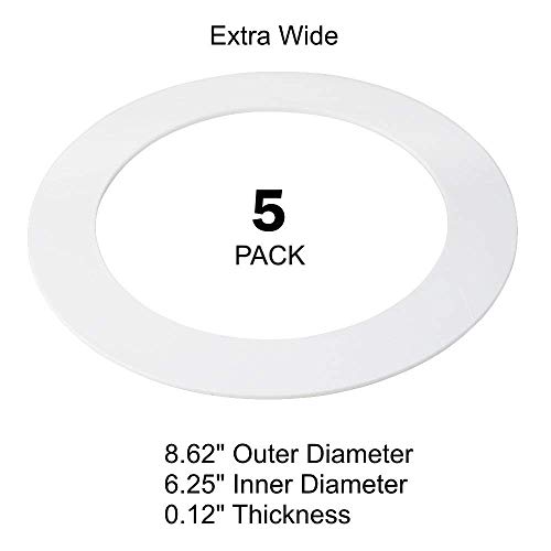 harrrrd 5 Pack Gloss White Goof Trim Ring for 8" Inch Recessed Can Lighting Down Light, Outer Diameter 8.6 Inches, Inner Diameter 6.2 Inches - Image 3