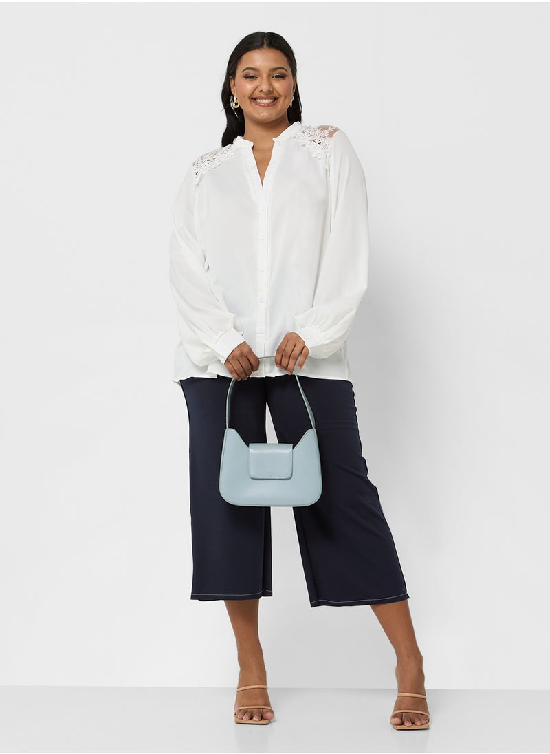 Ella Plus - Button Down Shirt With Lace Trim - Image 1