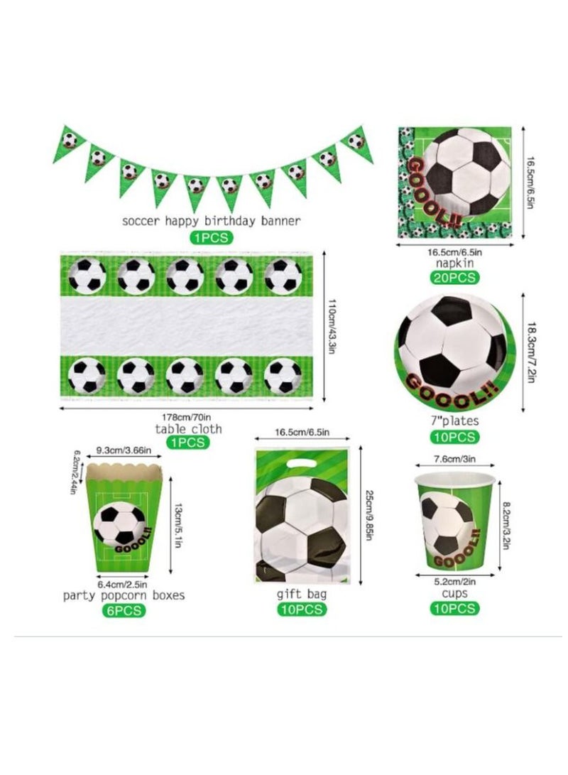 MIXDE Soccer Theme Party Supplies for Kids  Football Scored the Goal Party Props Favor Table Decorations  Banner Paper Plates Napkins Cups Tablecloth Tableware Sports Set for 10 Guests Party Decorations - Image 4