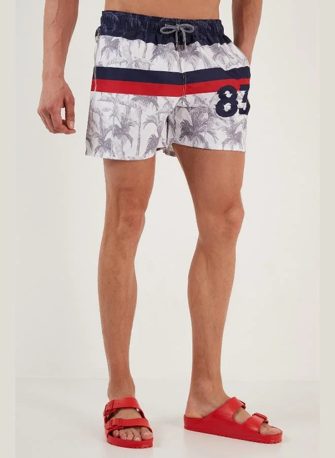 Buratti  Buratti Patterned Swim Shorts with Waist Tie and Pocket Swimsuit Short Men's SWIMSUIT SHORT 380K917 for Men | Best Price UAE
