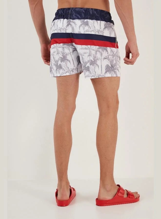 Buratti  Buratti Patterned Swim Shorts with Waist Tie and Pocket Swimsuit Short Men's SWIMSUIT SHORT 380K917 for Men | Best Price UAE