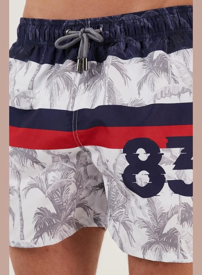 Buratti  Buratti Patterned Swim Shorts with Waist Tie and Pocket Swimsuit Short Men's SWIMSUIT SHORT 380K917 for Men | Best Price UAE