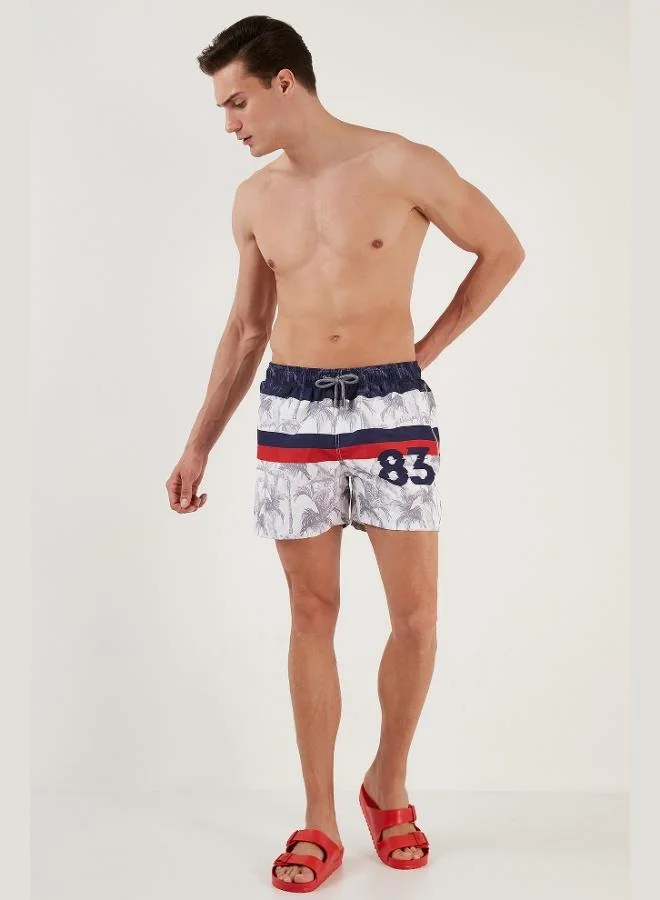 Buratti  Buratti Patterned Swim Shorts with Waist Tie and Pocket Swimsuit Short Men's SWIMSUIT SHORT 380K917 for Men | Best Price UAE