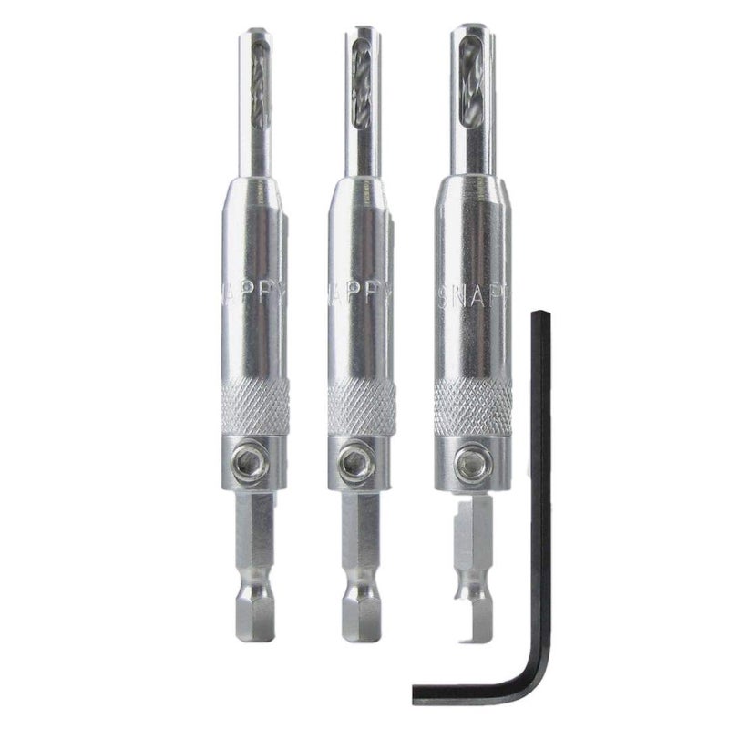 Make it Snappy Set of 3 Snappy Tools Hinge Bits - 5/64", 7/64", 9/64" Spring Loaded Self Centering. Made In The USA. - Image 1