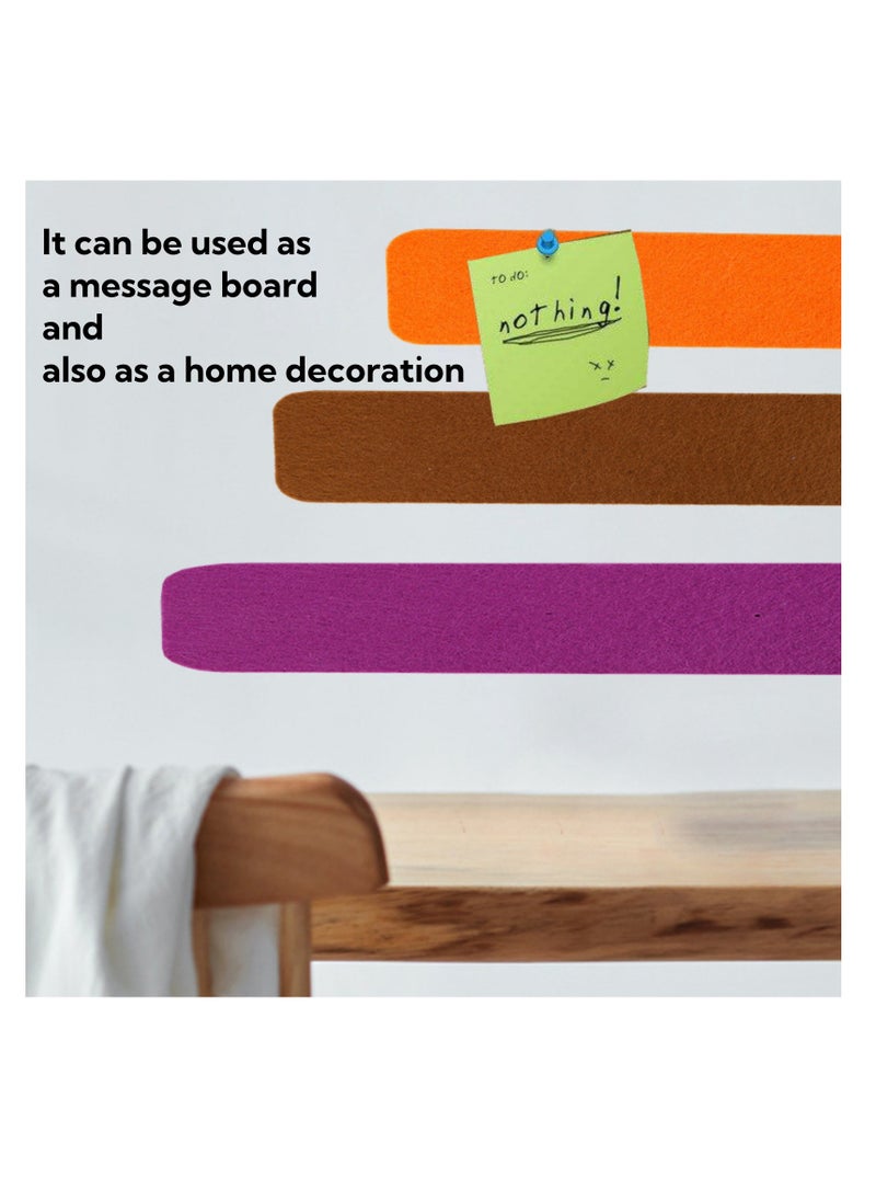 NOVOLAN - NOVOLAN Felt Pin Board Bar Strips Bulletin Board, 8-Piece Set Self-Adhesive Memo Boards, 5*33*1.2cm Lightweight Bulletin Strips with 50 Pins, Damage-Free Wall-Mounting for Notes, Photos, & Schedules - Image 1