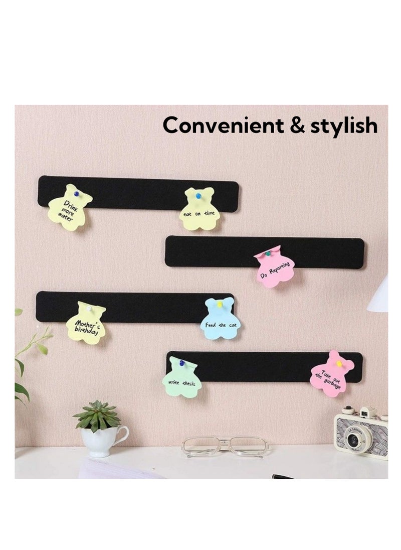 NOVOLAN - NOVOLAN Felt Pin Board Bar Strips Bulletin Board, 8-Piece Set Self-Adhesive Memo Boards, 5*33*1.2cm Lightweight Bulletin Strips with 50 Pins, Damage-Free Wall-Mounting for Notes, Photos, & Schedules - Image 1