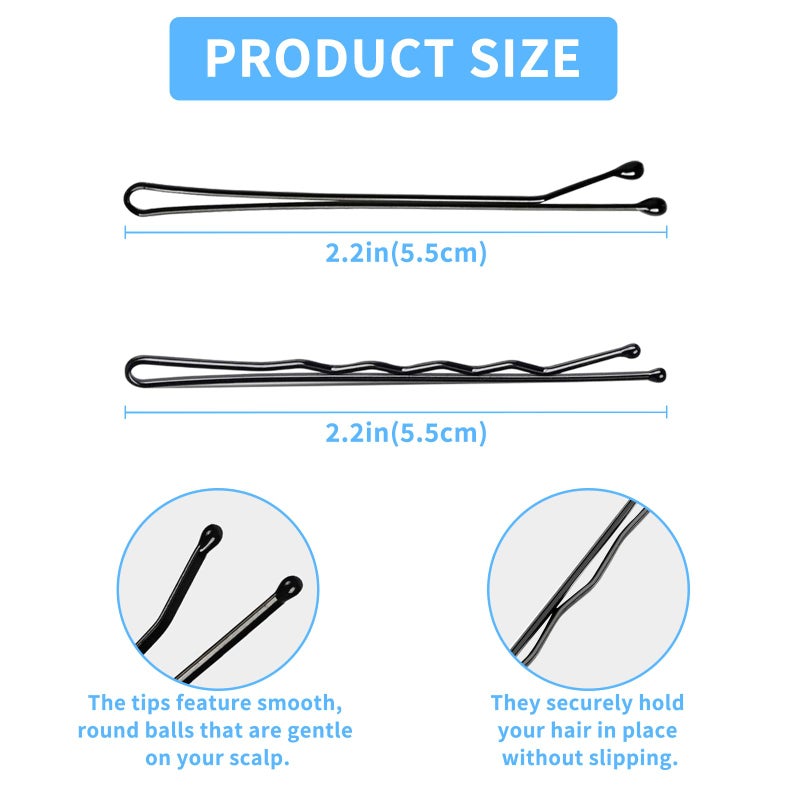 DTDNZKN 100 PCS 2.2 Inch(55 mm) Bobby Pins Black, Premium Bobby Pin For Women, Kids And Girls, Great For All Hair Types - Image 2