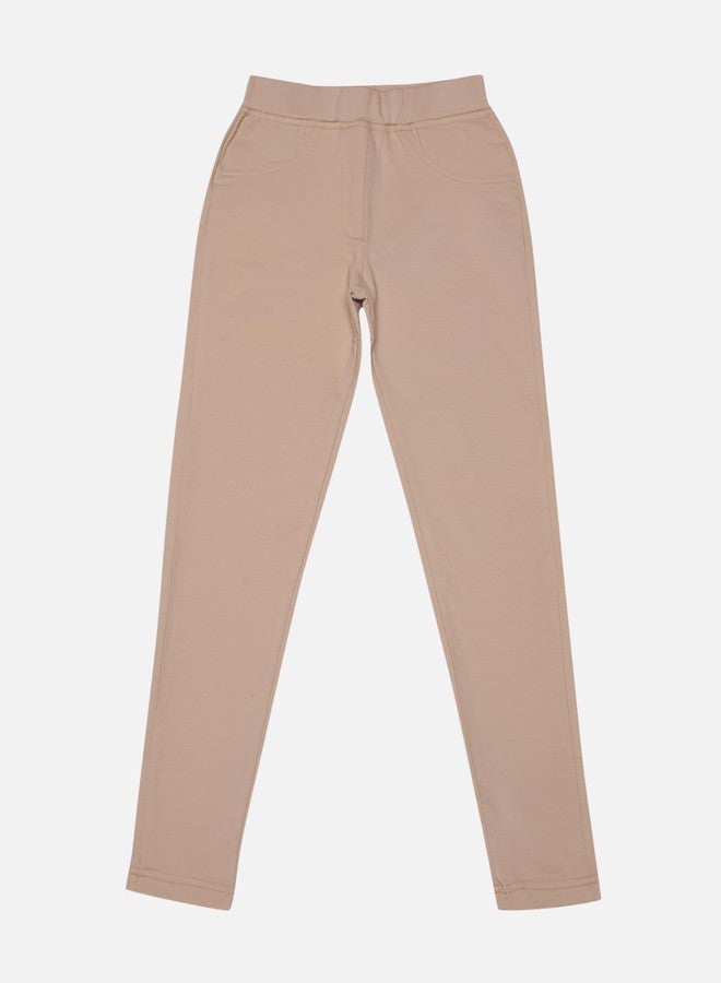 BODYCARE Girls Solid Jegging - Beige - Image 1