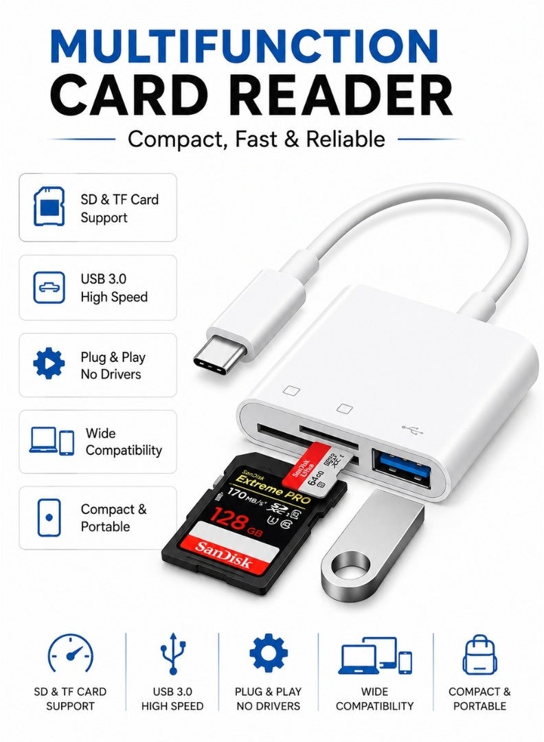 قارئ بطاقات الذاكرة USB 3.0 عالي السرعة - قارئ بطاقات SD لبطاقات SD وSDHC وSDXC وMicro SD وTF، قارئ بطاقات محمول سهل الاستخدام، متوافق مع أجهزة الكمبيوتر الشخصية وأجهزة الكمبيوتر المحمولة وأجهزة MacBook والأجهزة اللوحية - Image 5