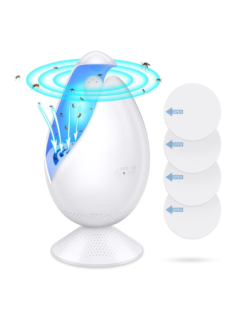 SOLARAE فخ حشرات داخلي تلقائي فخ ذباب للمنزل فخ بعوض غير صاعق مع كبسولة عطرية للطعم وضوء UV مع 4 ألواح لاصقة (أبيض) - Image 1