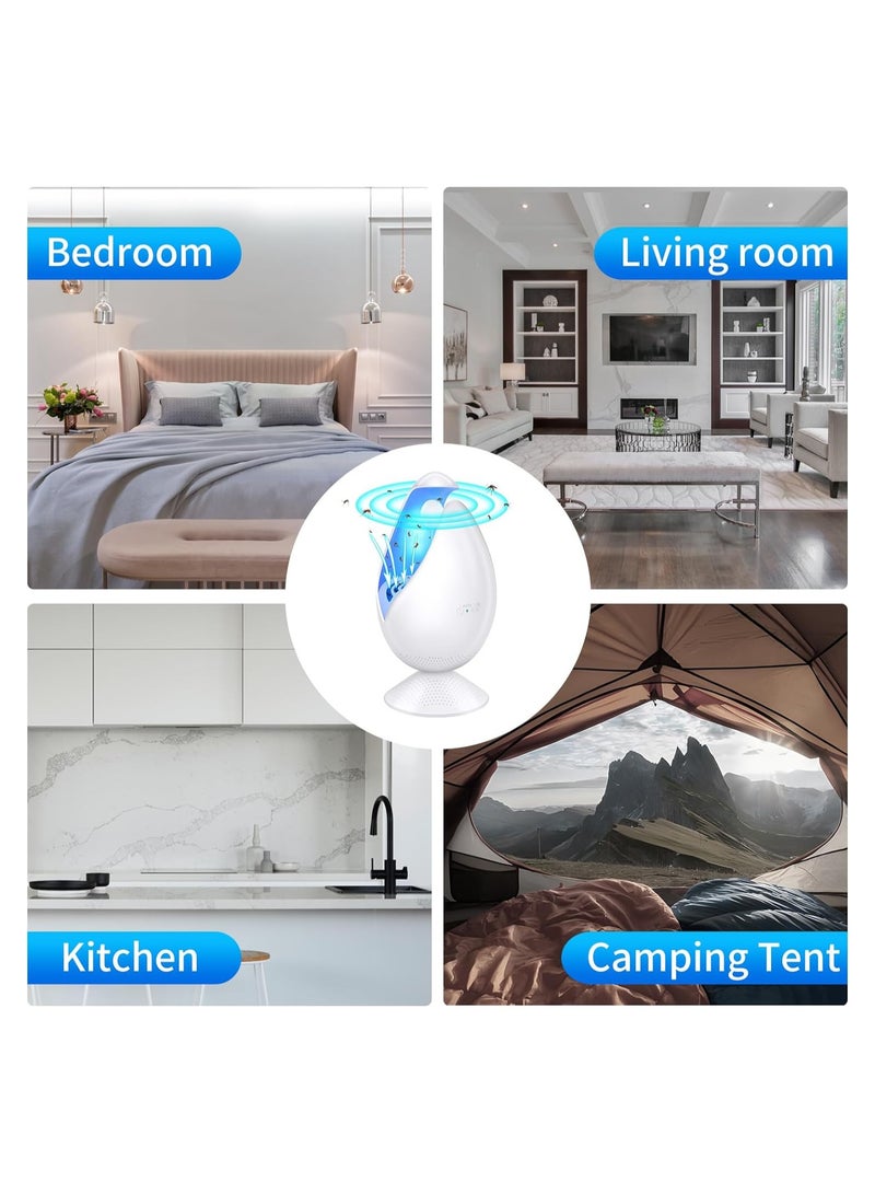 SOLARAE فخ حشرات داخلي تلقائي فخ ذباب للمنزل فخ بعوض غير صاعق مع كبسولة عطرية للطعم وضوء UV مع 4 ألواح لاصقة (أبيض) - Image 3