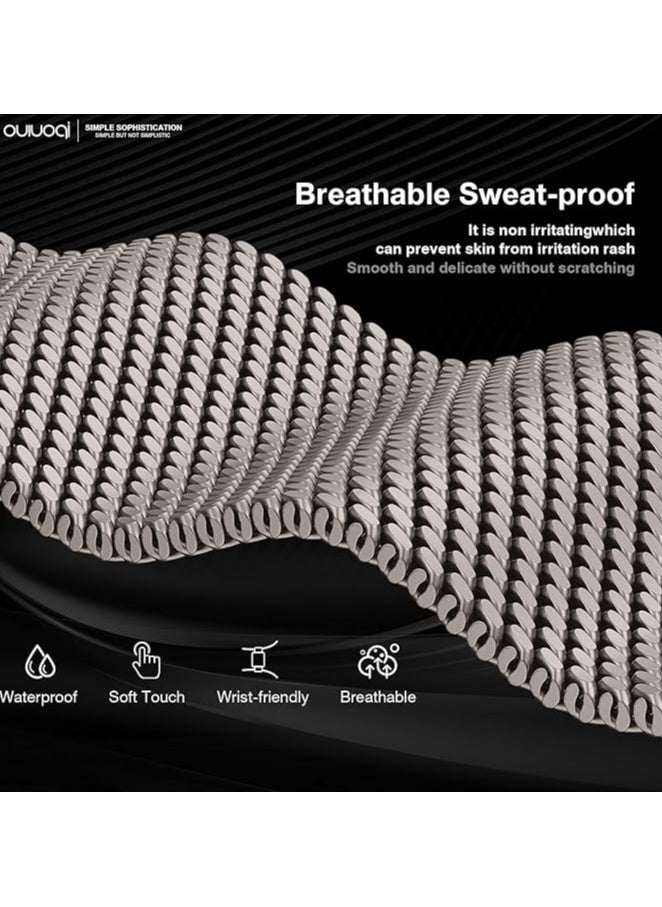 Compatible with Apple Watch Band Ultra 2/Ultra 49mm 46mm 45mm 44mm 42mm Men Women, Original Adjustable Stainless Steel Metal Mesh Strap for iWatch Series 10 9 8 7 SE 6 5 4 3 2 1(Silver) - Image 2