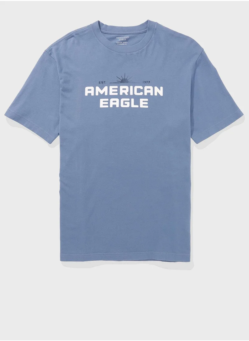 American Eagle Logo Detail Crew Neck T-Shirt